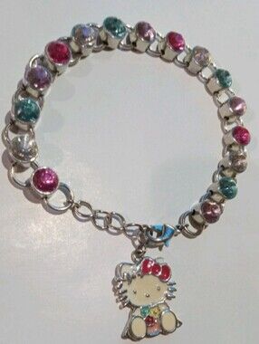 Sanrio Women's Bracelet Hello Kitty Multicolor Rhinestones 7" Length